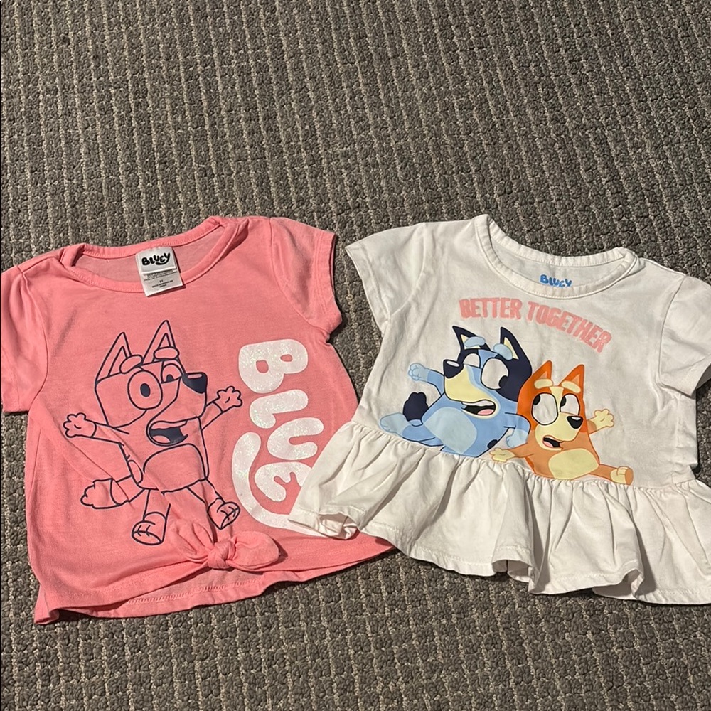 Bluey Kids' Pink and White Short Sleeve Tees